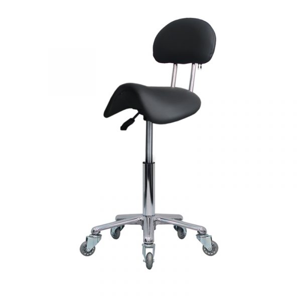 black saddle stool with back