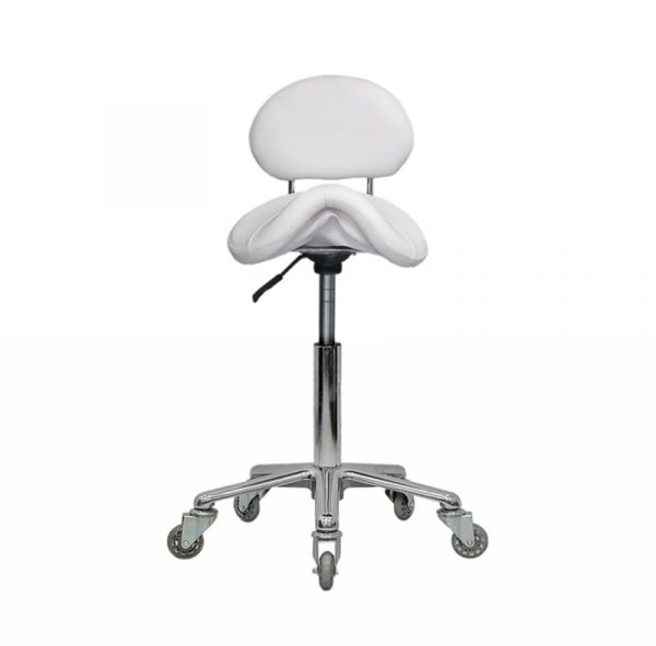 White Saddle Stool with Back 07 015SAWB - Image 2