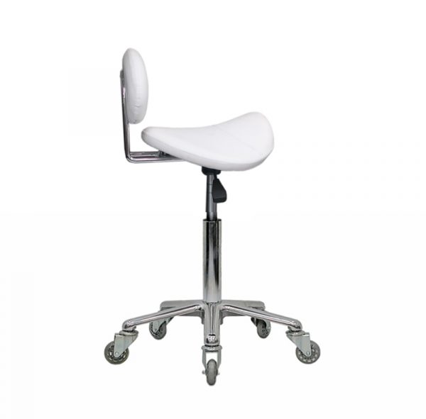White Saddle Stool with Back 07 015SAWB - Image 3