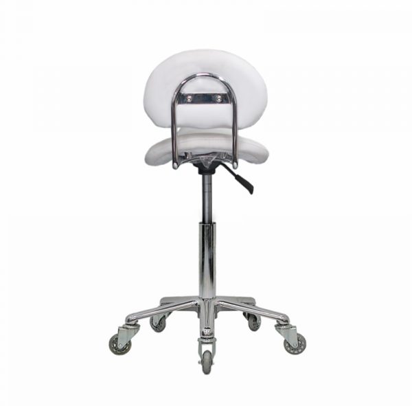 White Saddle Stool with Back 07 015SAWB - Image 4