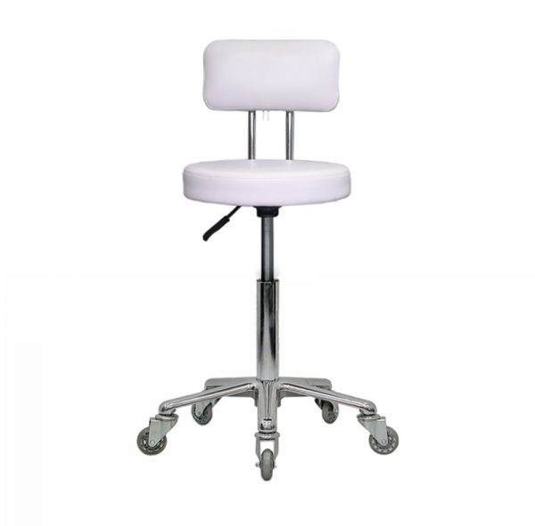 White Round Stool with Back 07 015RWB - Image 2