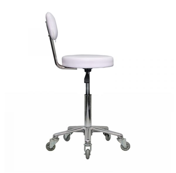 White Round Stool with Back 07 015RWB - Image 3